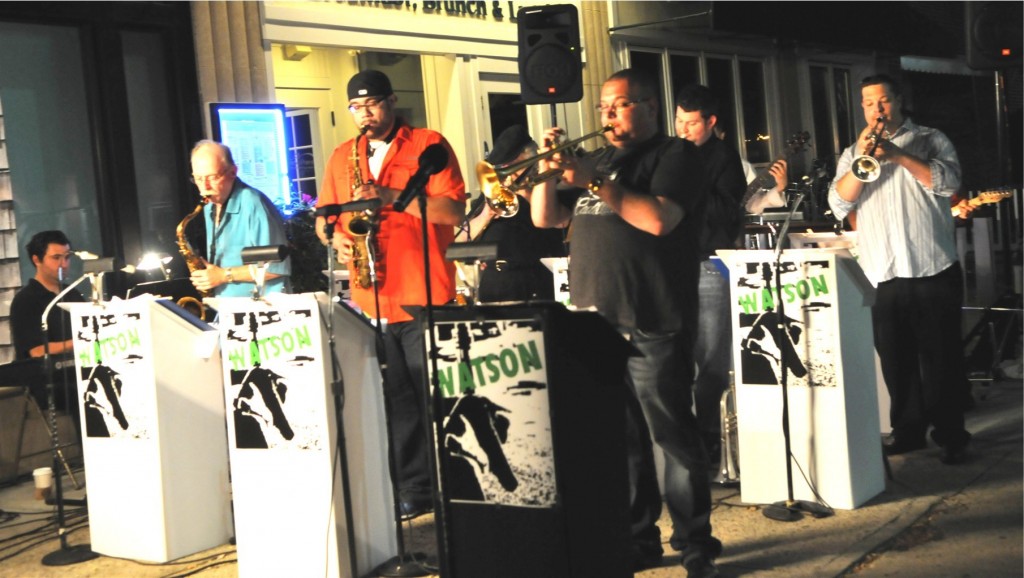Local jazz group, Watson, performs at the Westfield train station July 2012.